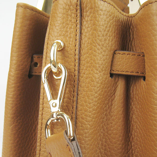 Replica Hermes New Arrival Double-duty leather handbag Light Coffee 60668 - Click Image to Close